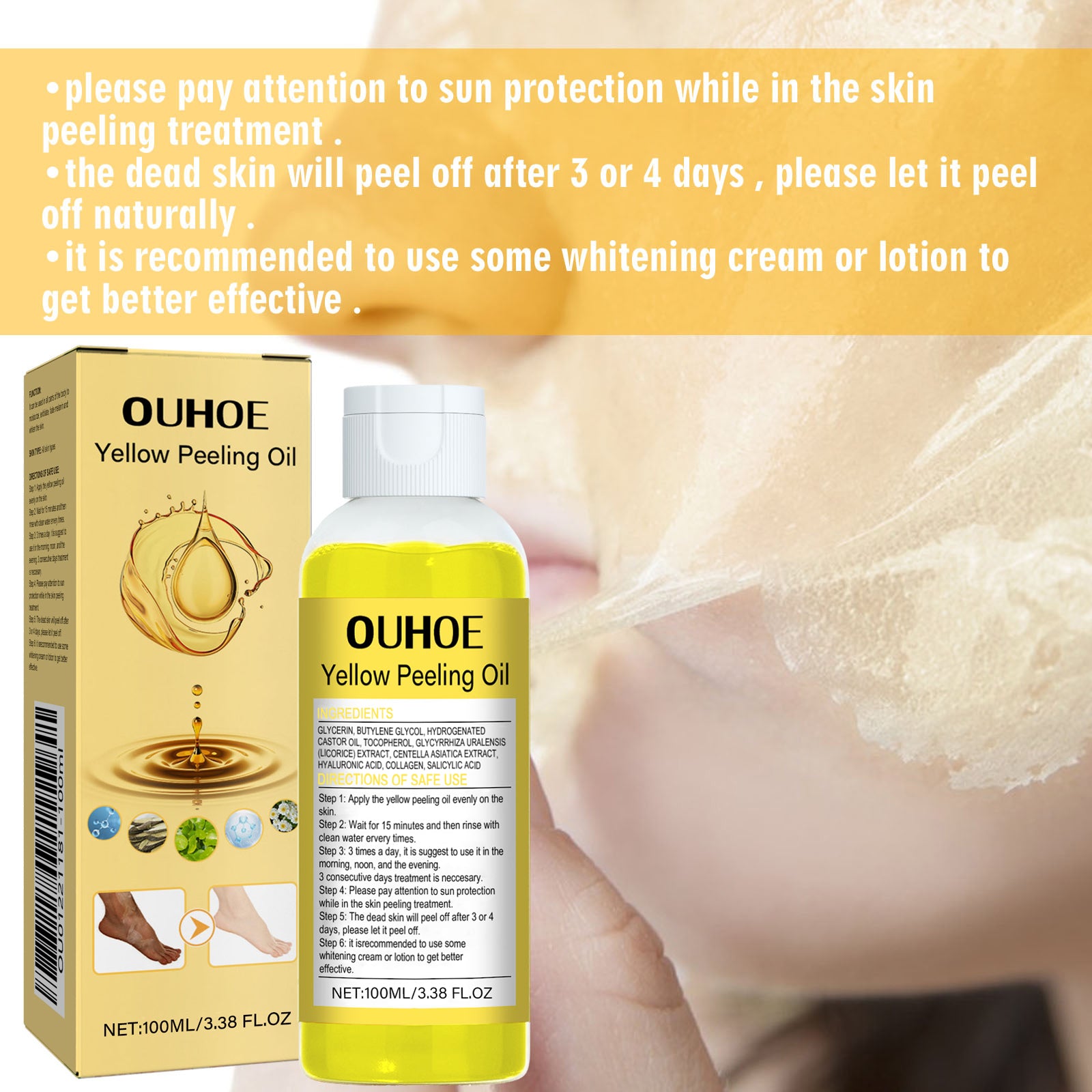 OUHOE Yellow Exfoliating Body Oil — Smooth, Bright & Detoxified Skin